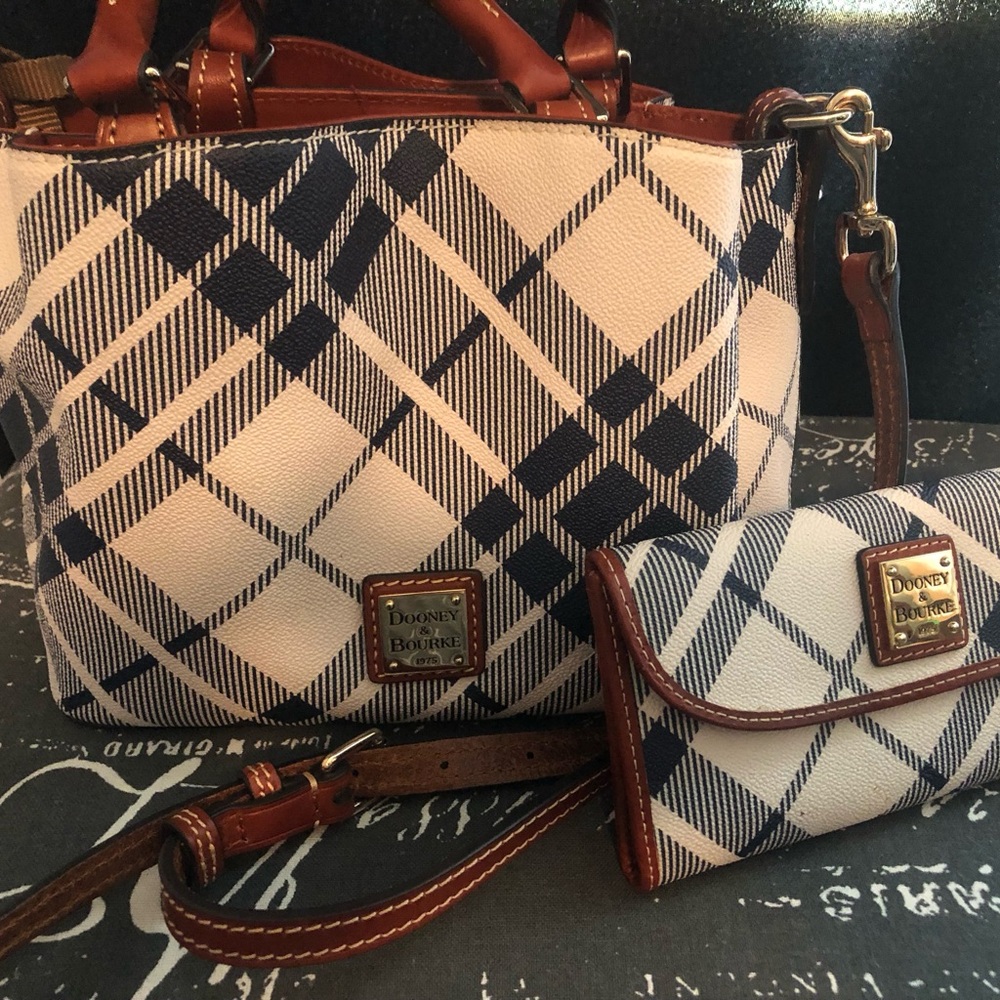 Rooney & Bourke Plaid Handbag & Wallet